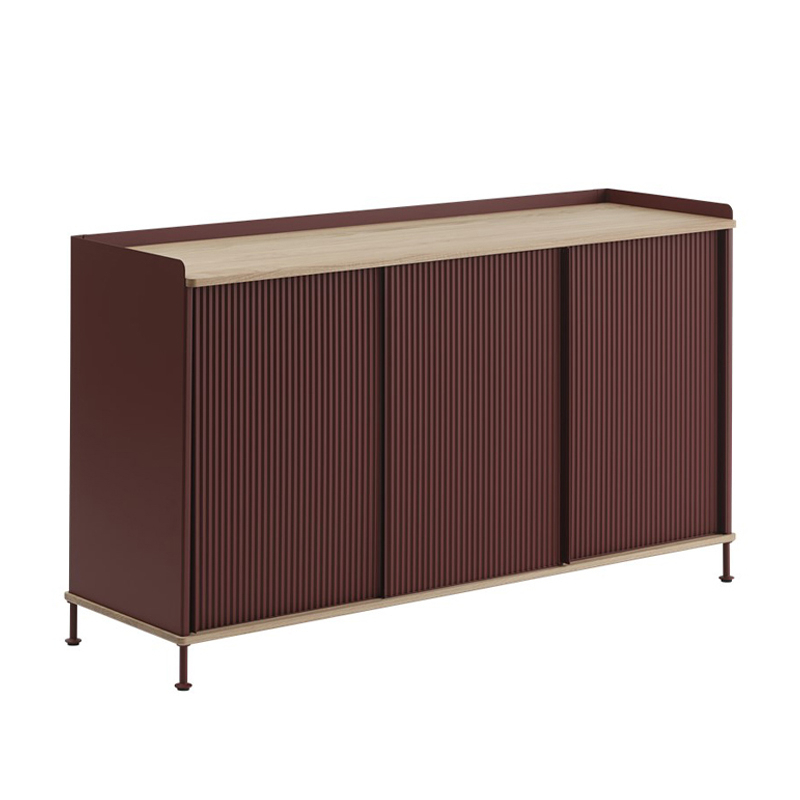 Meuble de rangement ENFOLD Buffet L 148 Chêne/ rouge foncé MUUTO