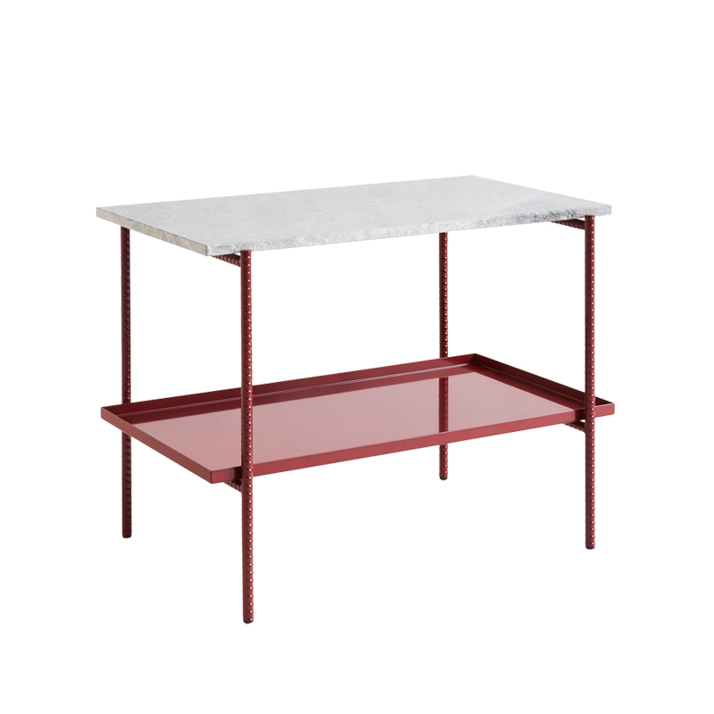 Table d'appoint guéridon REBAR 75x44 Marbre gris/ rouge HAY