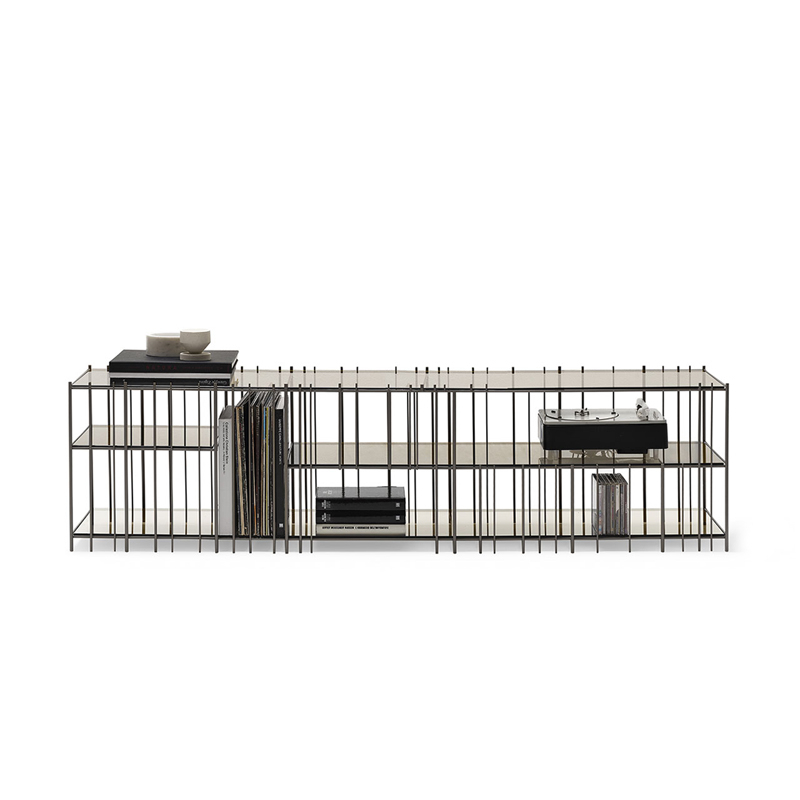 Meuble de rangement METRICA TV Métal bruni/ verre bronze MOGG