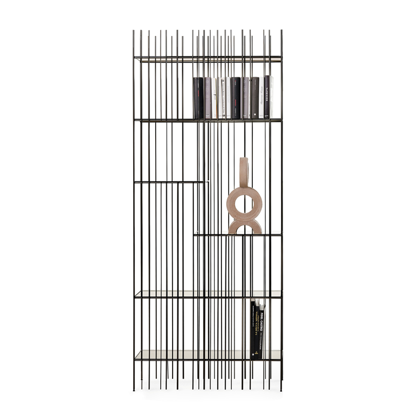 Etagère Bibliothèque METRICA A Métal bruni/ verre bronze MOGG