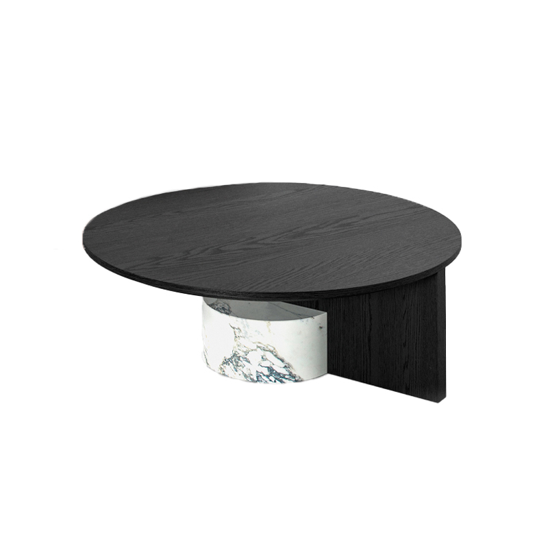 Table basse SENGU LOW Ø 90 Chêne teinté noir / Marbre de Carrare CASSINA