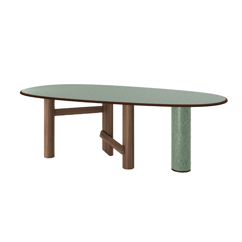 Table SENGU 230x116 Grès cérame vert / noyer CASSINA