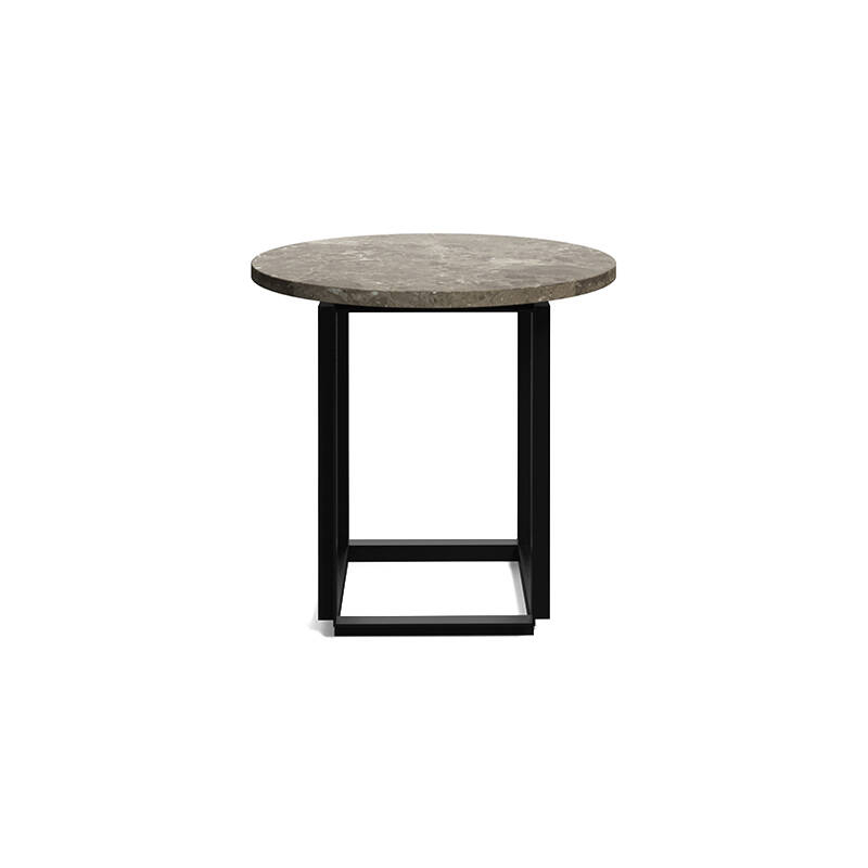 Table d'appoint guéridon FLORENCE Ø 50 Marbre Gris du Marais/ piètement noir NEW WORKS