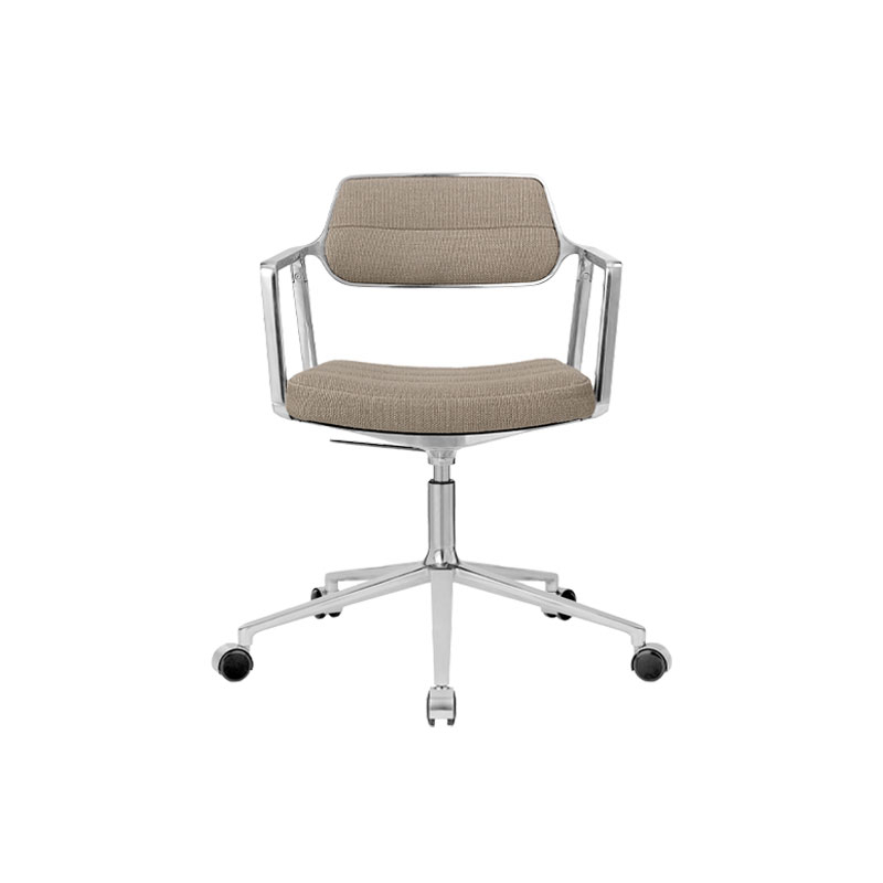Fauteuil de bureau SWIVEL CHAIR à roulettes Tissu sable foncé / Aluminium poli VIPP