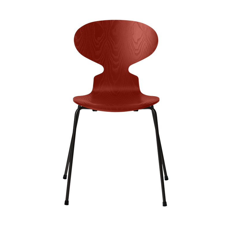 Chaise FOURMI 4 PIEDS Frêne teinté Rouge vénitien  FRITZ HANSEN