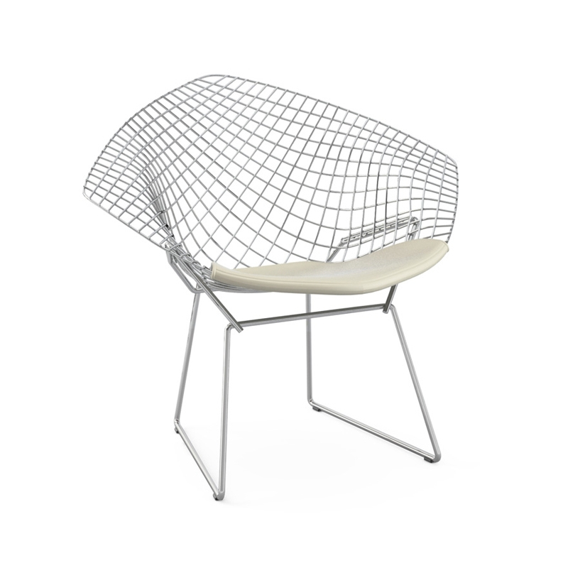 Fauteuil DIAMANT avec galette d'assise Blanc KNOLL