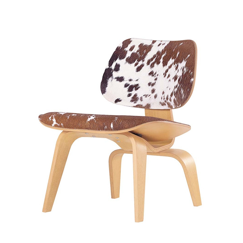 Fauteuil LCW Calf's Skin Brun, blanc VITRA