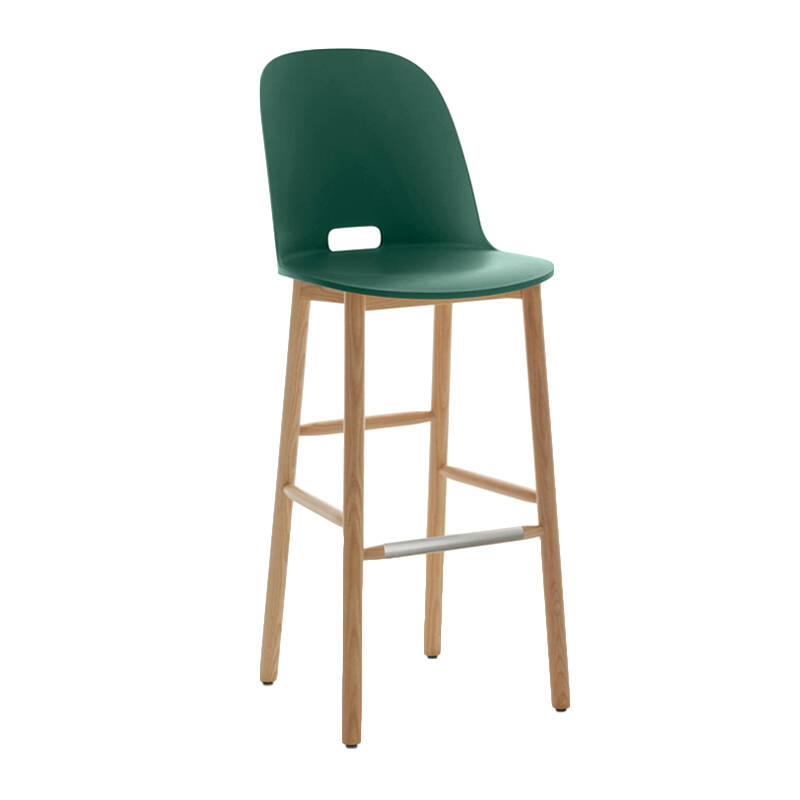Tabouret haut ALFI STOOL dossier haut Vert EMECO