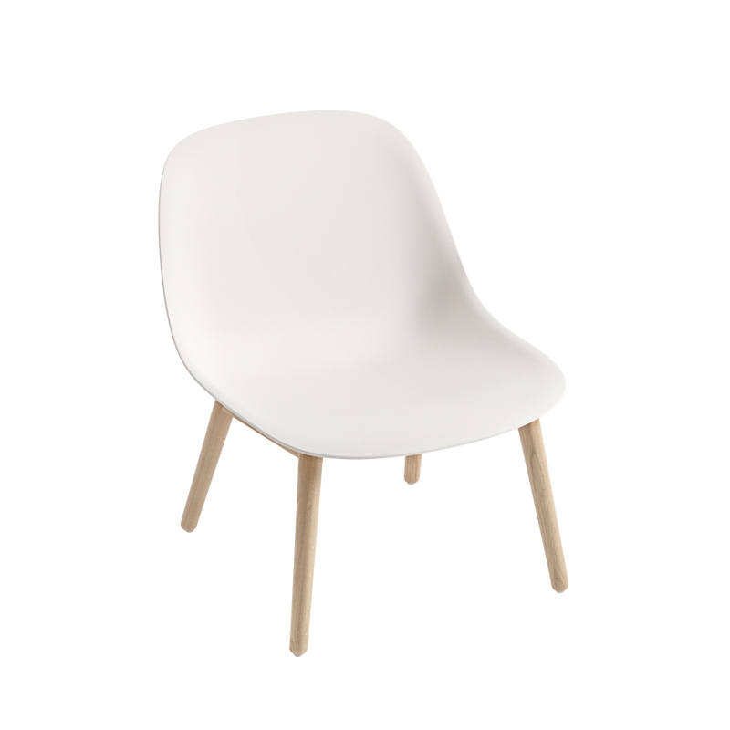 Fauteuil FIBER LOUNGE Pieds bois Blanc/ chêne MUUTO