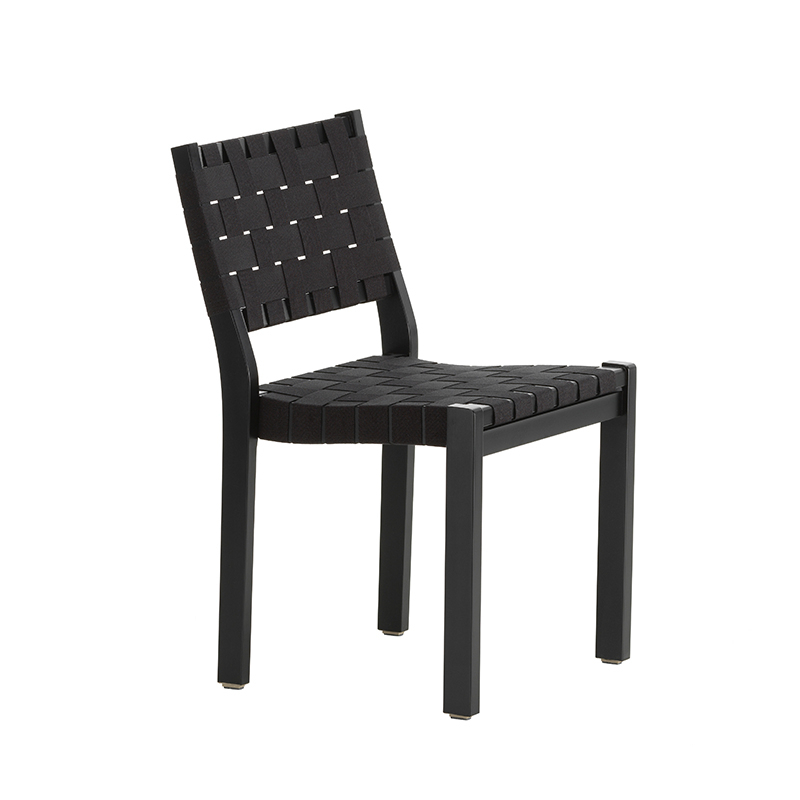 Chaise 611 Bouleau noir / lin noir/noir ARTEK