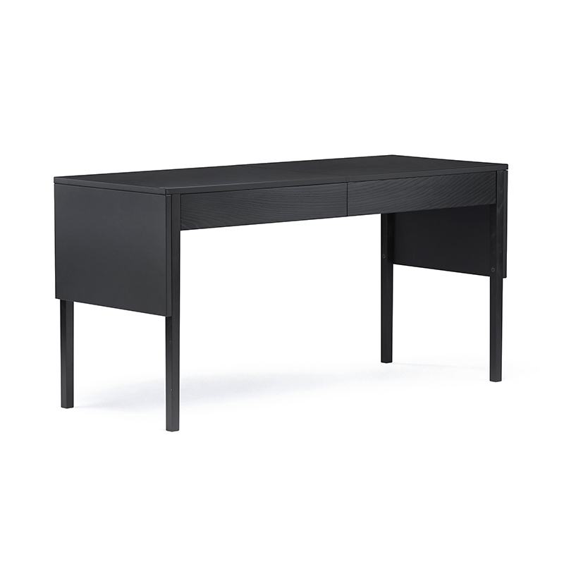 Bureau DRAPE Cuir noir / Frêne peint noir DE LA ESPADA