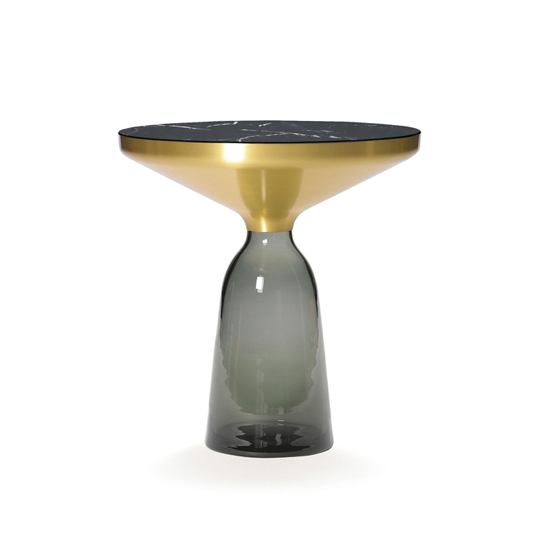Table d'appoint guéridon BELL SIDE Marbre Gris quartz CLASSICON