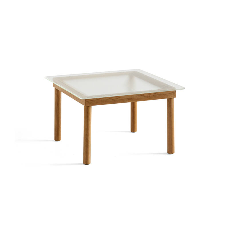 Table basse KOFI 60x60 Chêne/ verre cannelé transparent HAY