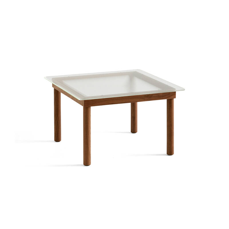 Table basse KOFI 60x60 Noyer/ verre cannelé transparent HAY