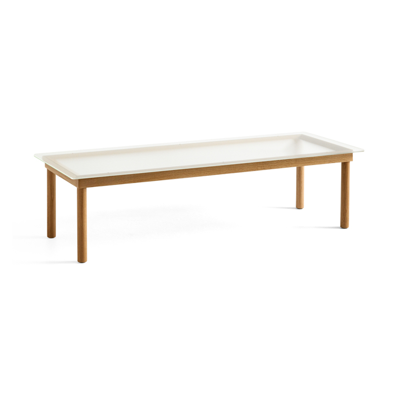 Table basse KOFI 140x50 Chêne/ verre cannelé transparent HAY