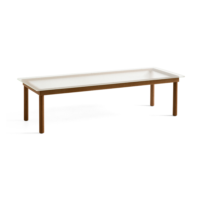 Table basse KOFI 140x50 Noyer/ verre cannelé transparent HAY