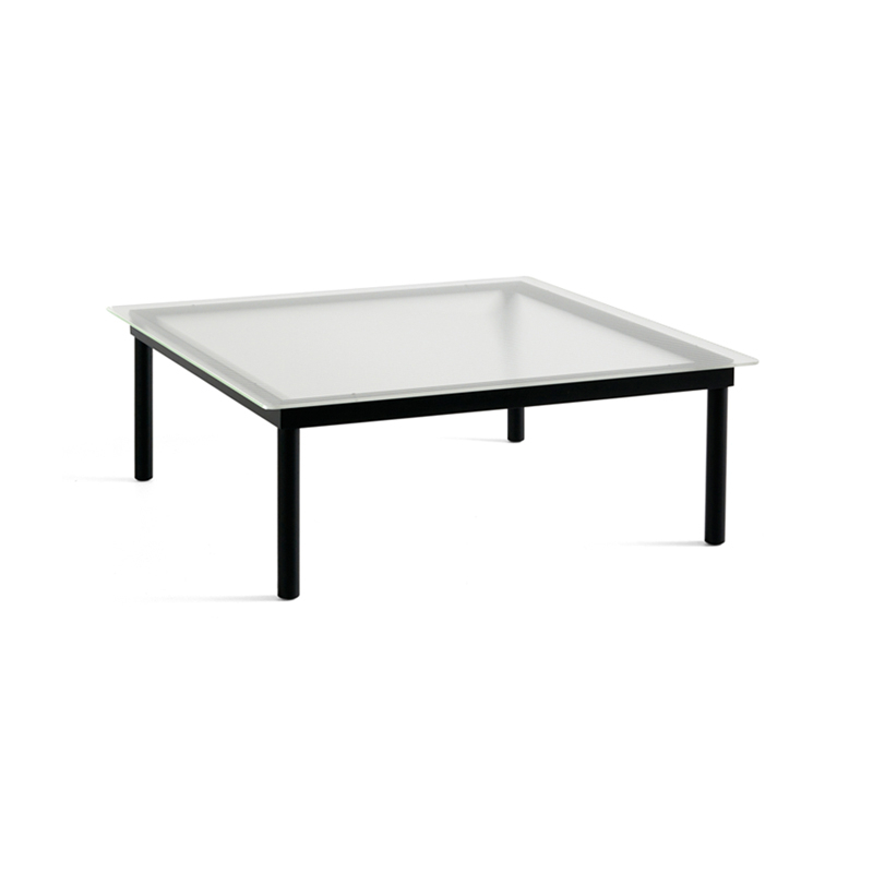 Table basse KOFI 100x100 Noir/ verre cannelé transparent HAY