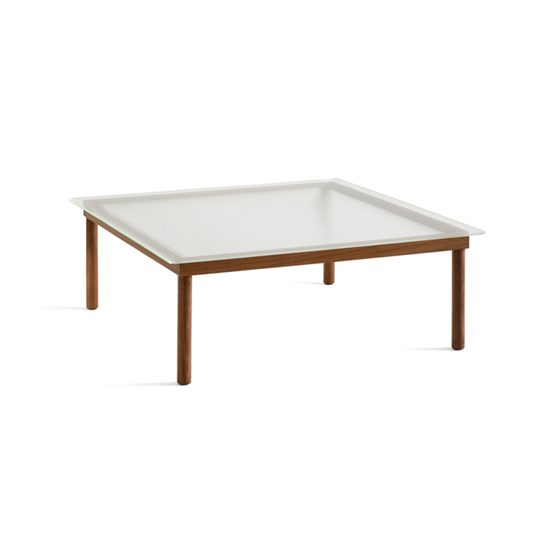 Table basse KOFI 100x100 Noyer/ verre cannelé transparent HAY