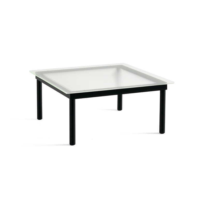 Table basse KOFI 80x80 Noir/ verre cannelé transparent HAY
