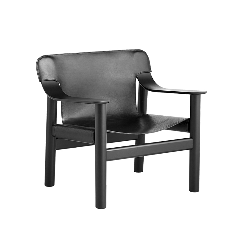 Fauteuil BERNARD Cuir Noir/ noir HAY