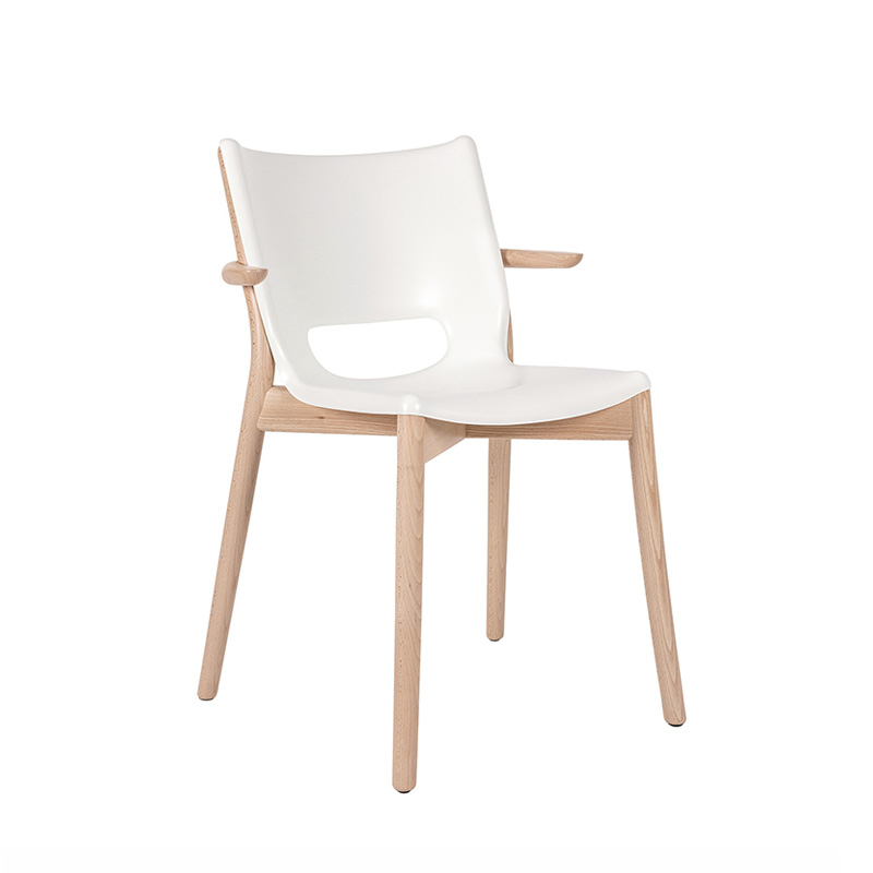 Chaise POÊLE avec accoudoirs Blanc/ hêtre naturel ALESSI