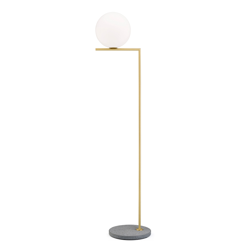 Lampadaire IC F2 OUTDOOR Laiton brossé/ lave grise FLOS