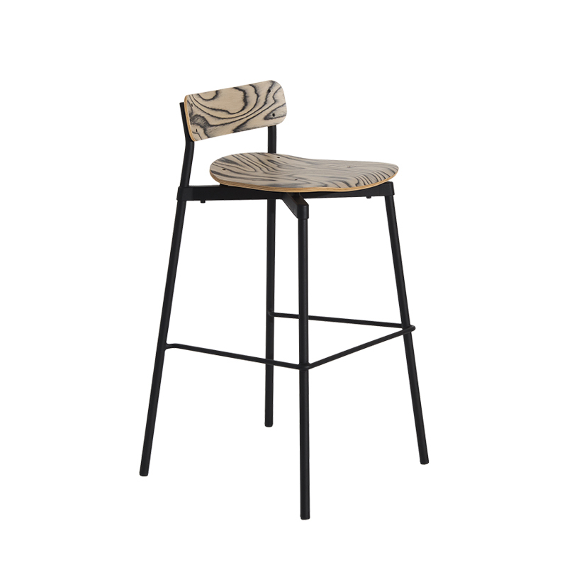 Tabouret haut FROMME Bois H75 Alpi/ noir PETITE FRITURE