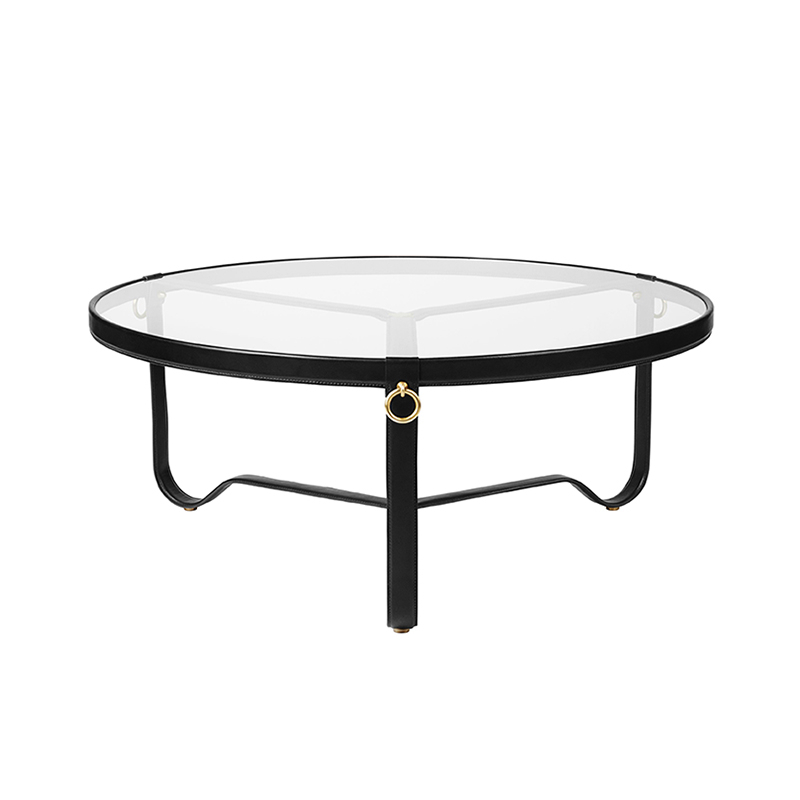 Table basse ADNET Ø 100 Cuir noir GUBI